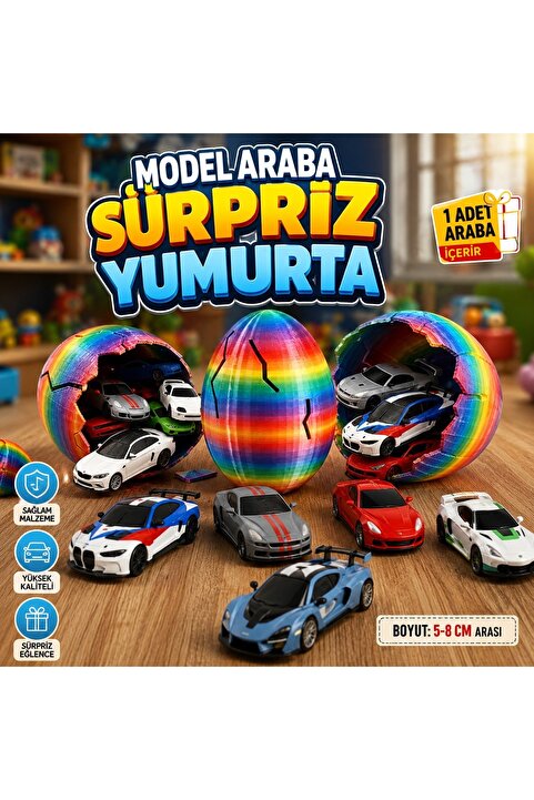 Tekdbaski&MiTasarım Model Araba Supriz Yumurta (5-8CM) 1 Adet Araba İçerir