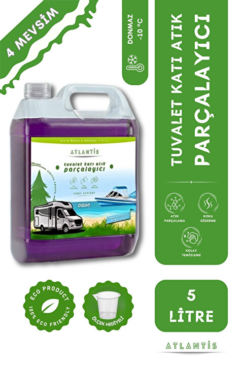 Atlantis Makine Kimya Temizlik Karavan Tekne Tuvalet Kimyasalı 5 LT – Portatif ve Kasetli Tuvalet Atık Parçalayıcı