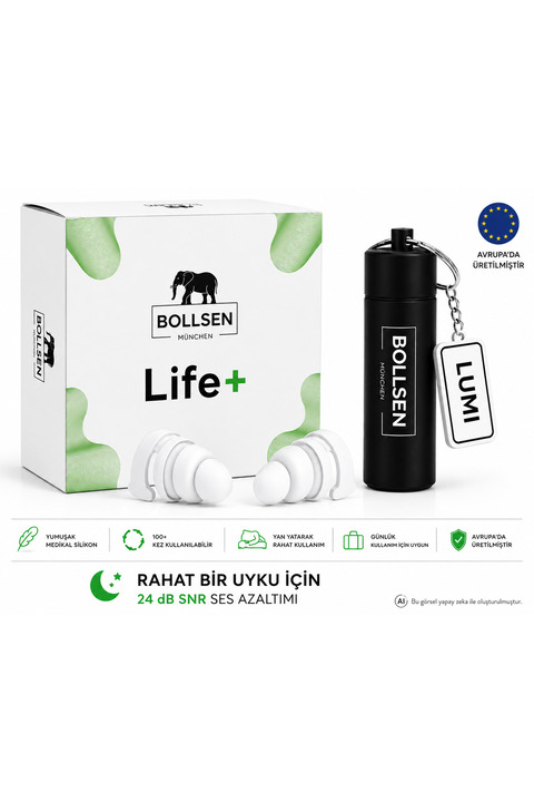 BOLLSEN Life+ Uyku Kulak Tıkaçları Silikon Gürültü Engelleyici 24 dB SNR Gürültü Azaltıcı Rahat Gece Gündüz Kullanım Kolay Takma Çıkarma Dayanıklı Tekrar Kullanılabilir, 150x
