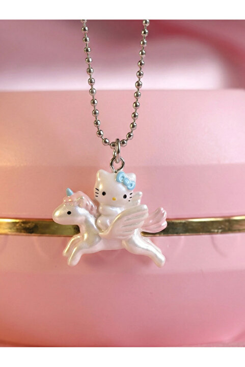 Dem Accessory Unicorn Kitty Kolye - Sevimli Tek Boynuzlu At Figürlü Kadın Kolyesi