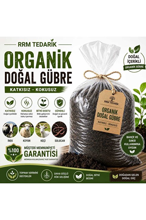 rrm tedarik yanmış elenmiş Doğal katkısız ORGANİK karışık hayvan GÜBRESİ 2.5 KG ( 5 LT) ( bahçe saksı ofis ve tüm köklü bitkiler)
