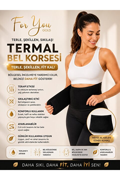 For You Gold Göbek, Bel Termal Sauna Kemer Terleme, Sıkılaştırıcı, ve Toparlayıcı Bel Göbek Korse