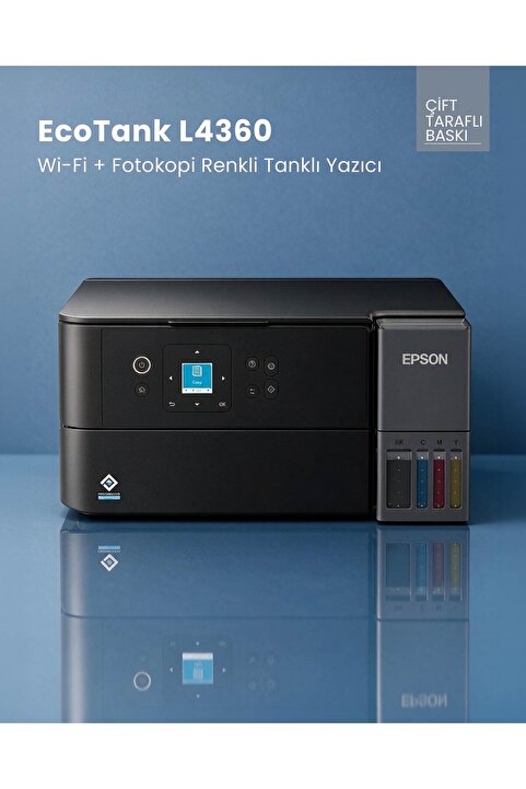 Epson EcoTank L4360 Wi-Fi Tarayıcı + Yazıcı + Fotokopi Renkli Çok Fonksiyonlu Tanklı Yazıcı