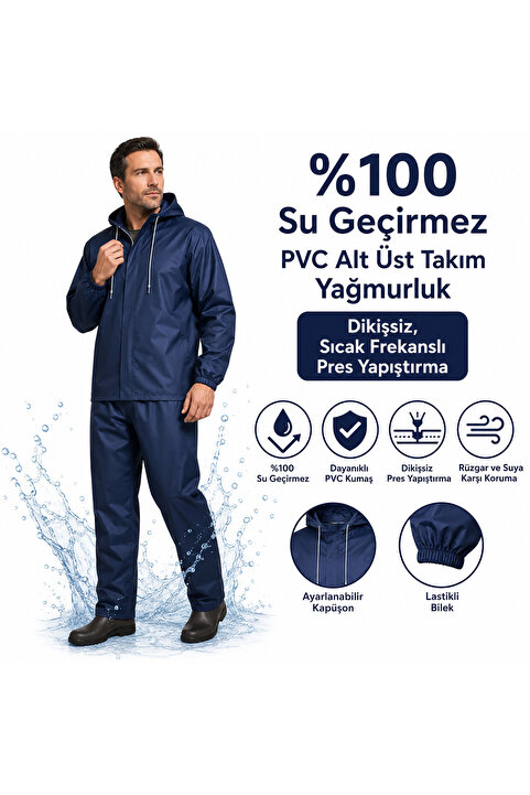 Bursahatırası Su Geçirmez Yağmurluk Fermuarlı Yağmurluk Su Geçirmez Pvc Iş Güvenliği Fermuarlı Yağmurluk