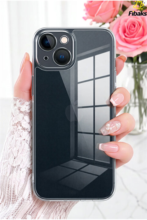 Fibaks iPhone 13/14 Kılıf Kamera Korumalı Şeffaf Ultra Ince Esnek Renksiz Silikon Kapak