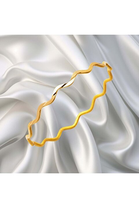 Leva Gold Dalgalı Sarı Ajda Gümüş Bilezik 9 Gr
