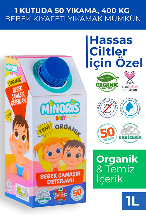 Minoris Baby Organik Antialerjik Bebek Çamaşır Deterjanı 50 Yıkama