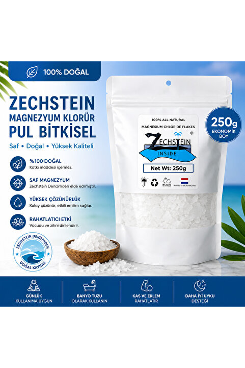 Zechstein Magnesium Chloride Flakes Doğal Magnezyum Klorür 250 Gr