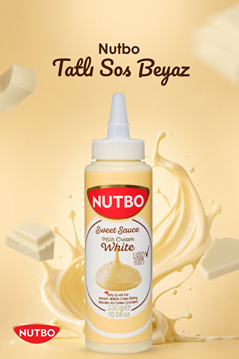 NUTBO Tatlı Sos Beyaz- Waffle& Krep& Pankek& Churros& San Sebastian& Kruvasan& Dondurma Sos 300 gr