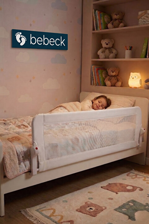 Bebeck 150cm. Beyaz, Katlanabilir, Yatak Bariyeri 150 Cm. Bariyer