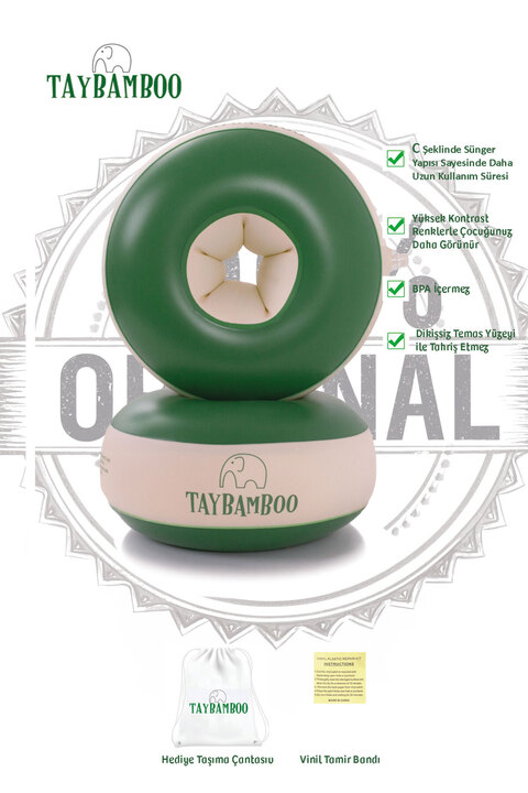 TAYBAMBoo SPONGY Başlangıç Seviye Sünger Dolgulu Batmayan Yüzme Kolluk + Çanta ve Tamir Bandı