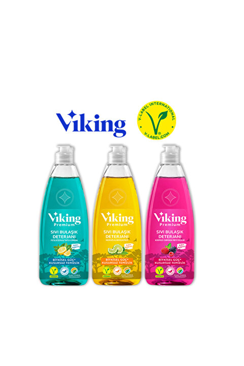 Viking Premium Bulaşık Deterjanı Orman Meyveleri&fesleğen-limon&nergis-bergamot 750 Ml 3 Adet