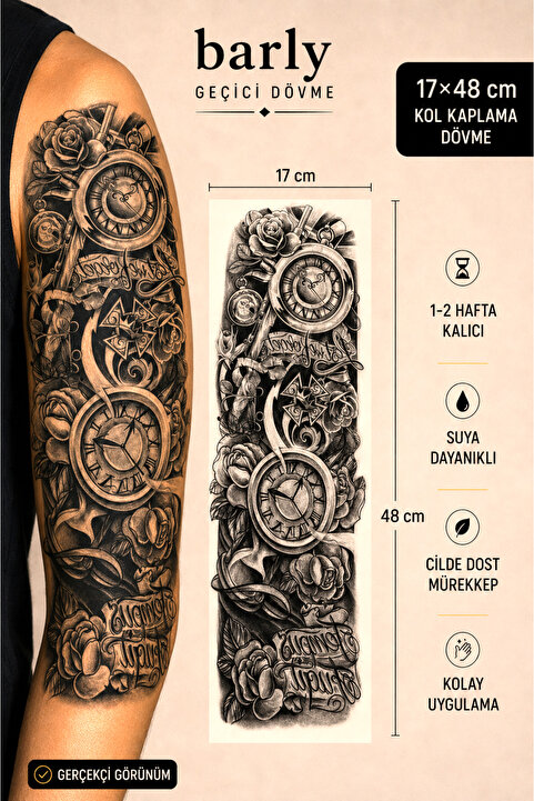Barly Geçici Saat Figürlü Kol Dövme Tattoo