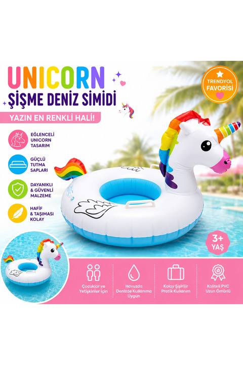 Genel Markalar Unicorn Deniz Simidi Çocuk Havuz ve Deniz Simidi – Renkli Eğlenceli