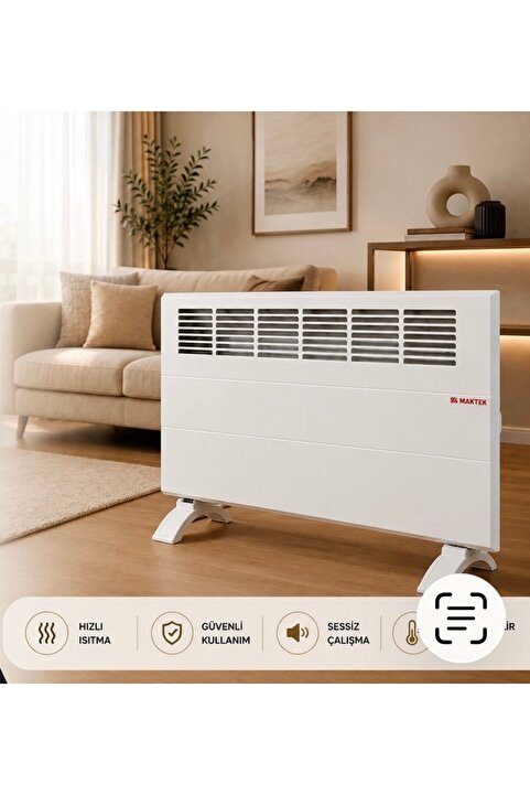 Maktek 2500 Watt Elektrikli Panel Isıtıcı Manuel Otomatik Termostat (AYAKLAR,ASKI APARATI DAHİL)*yeni Model*