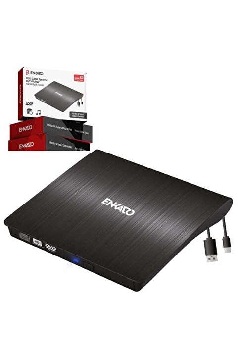 Enkado Ekd-Udvd120 Type-C - USB 3.0 DVD-R-CD-R-RW- Dvd-Rw Ultra Slim Harici Optik Yazıcı Siyah