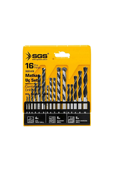 Sgs 1418 Ahşap Metal Beton Matkap Ucu Seti 16 Parça