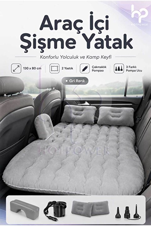 HOT POWER Araç İçi Şişme Araba Yatağı Kamp Seyahat Oto Arka Koltuk Yatağı