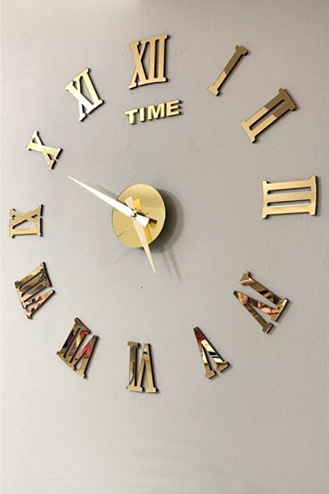 Wooden Factory Time Collection 3d Roma Rakamlı Duvar Saati (ALTIN)