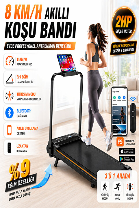POBO KB800 Koşu Bandı Titreşim Modlu Bluetoothlu Rampalı 2hp Yürüme Bandı 7 Katmanlı Uzaktan Kumandalı Portatif Koşu Cihazı