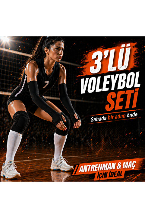 HNsport 6 Parça Voleybol Koruma Seti 2 Adet Dizlik +2 Adet Uzun Çorap + 2 Adet Ellik Profesyonel Sporcu Seti