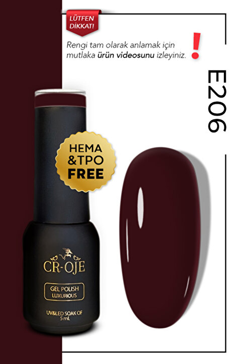 CROJE KALICI OJE Kalıcı Oje E206 - Koyu Bordo (5 ML)