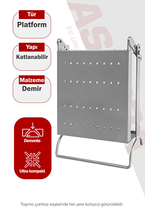 Asvera Yakut Serisi – Merdiven Çalışma Platformu | Katlanır Demir Yardımcı Sehpa – Güvenli Çalışma Alanı