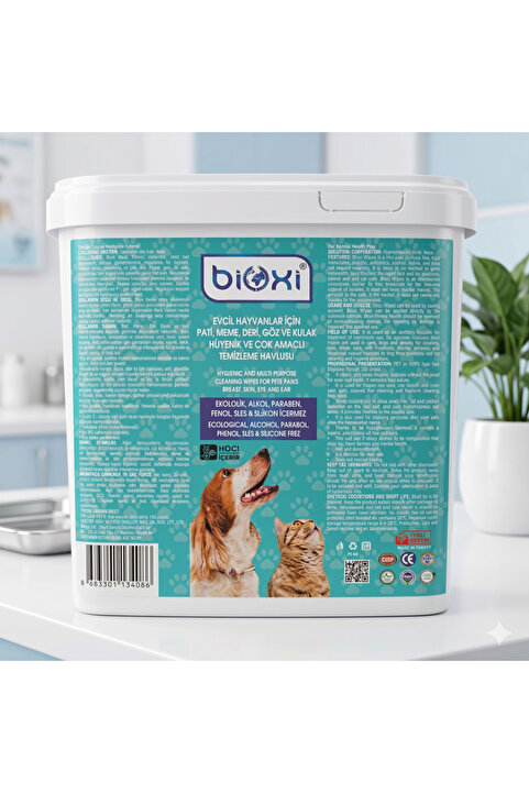 Bioxi Kedi, Köpek İçin, Pati, Meme, Deri, Göz ve Kulak Çok Amaçlı Temizleme Mendili, Hijyenik Mendil 280 adet