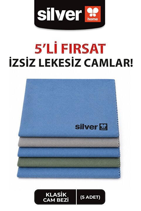 SİLVER HOME Mikrofiber 5'li 40x50cm Klasik Cam Bezi