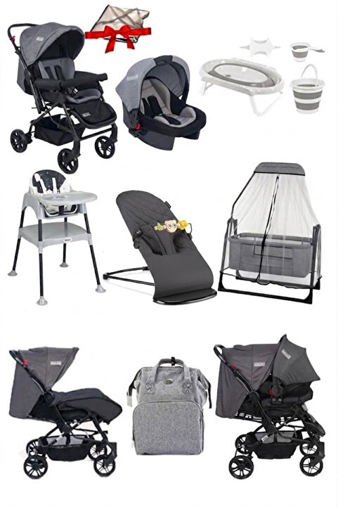Tommybaby 12 Parça Çeyiz Seti Bebek Arabası Puset Beşik Anakucağı Mama Sandalyesi KüvetTakımıBebekBakımÇantası