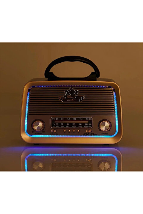 Genel Markalar Nostaljik Radyo Bluetooth Ledli Usb Sd Card Mp3 Radyo Çalar BT, one size