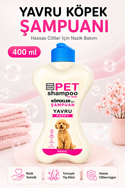 REMUVR Puppy Yavru Köpek Şampuanı 400 ml | Hassas Ciltler İçin Nazik Temizlik | Parlak ve Yumuşak Tüy Etkisi