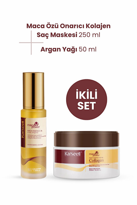 Karseell SET Maca Özü Onarıcı Repair Kolajen Saç Maskesi 250 ml + Argan Yağı 50 ml Karsel