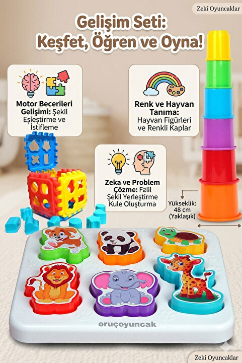 oruçoyuncak Neşeli Hayvanlar Bultak 6 lı Kule Kare 8 Şekilli Bultak