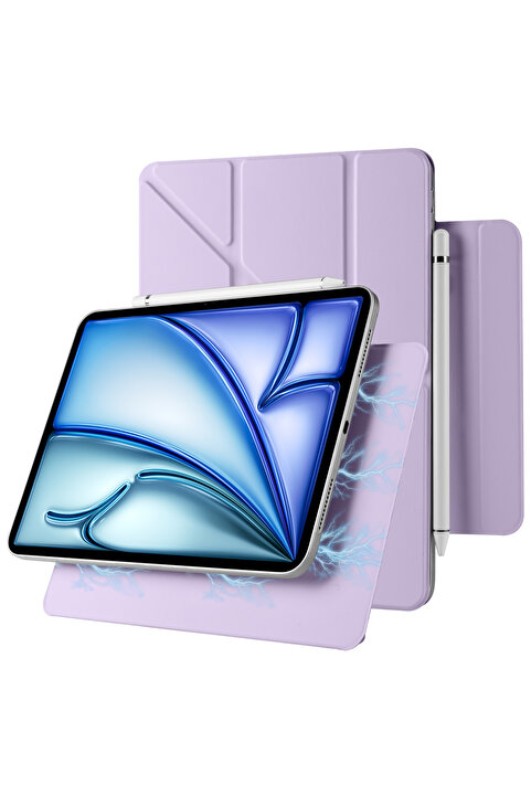 m.tk moveteck iPad Air 11 inç M2/M3/M4 Air 4/5/6. Nesil 10.9 inç Uyumlu Kılıf Manyetik Kalem Kilit Yuvalı Magic Kapak