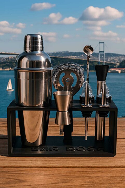 Bar Boss Professional Barware Standlı 10 Parça Kokteyl Hazırlama Seti Özel Seri