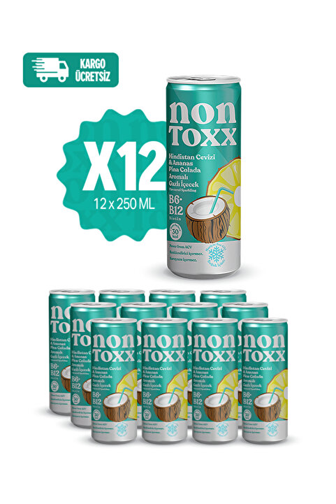 NON TOXX Nontoxx Hindistan Cevizi & Ananas Aromalı Gazlı İçecek 250 ML