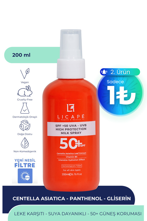 Licape Spf 50 Faktör Uva - Uvb Güneş Koruyucu Sprey Süt 200ml