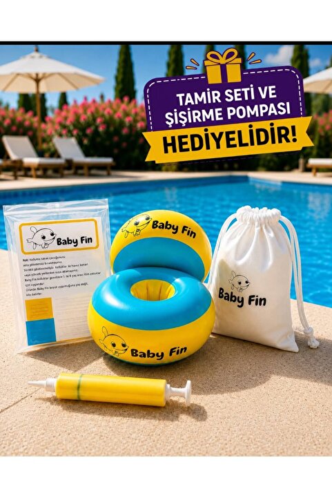 babyfin Baby Fin Başlangıç Seviye Yüzme Kolluk | Süngerli Deniz Kolluğu Tamir Seti ve Şişirme Pompası Hediyeli