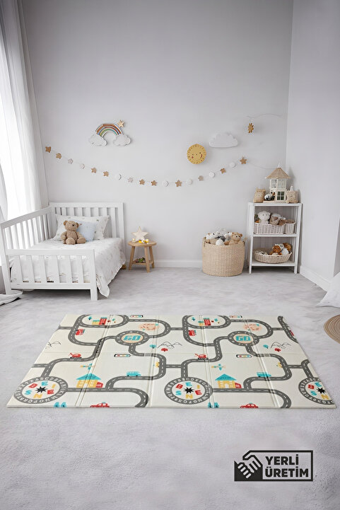 Coolmats Katlanabilir Oyun Matı - Araba Yarışı - 200x130 cm, Taşınabilir, BPA Free