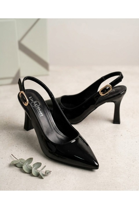 Lio Shoes Siyah Kadın Stiletto Kalın Topuklu Ayakkabı