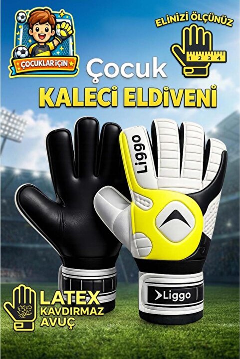Liggo Reflex Çocuk Kaleci Eldiveni Bilek Bandajlı 5-6-7 Numara
