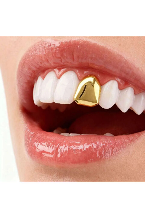 Zümrüt OyuncakStore Y2k Grillz Altın Kaplama Gold Klasik Single Grillz Gold Diş Taşı