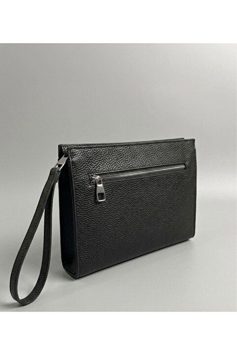 JR Boutique Erkek El Çantası Çift Fermuarlı Suni Deri Organizer Portföy Clutch Çanta-Siyah
