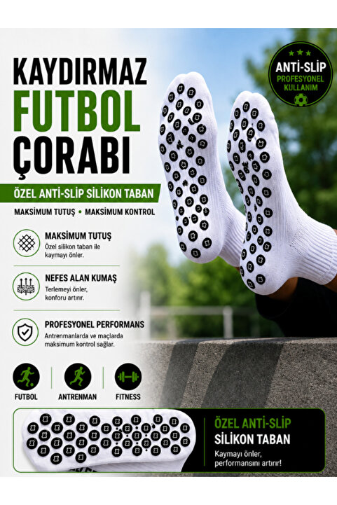 Shuttle Park Unisex Beyaz Anti Slip Kaymaz Silikon Havlu Taban Dikişsiz Maç Pro Sporcu Çorabı