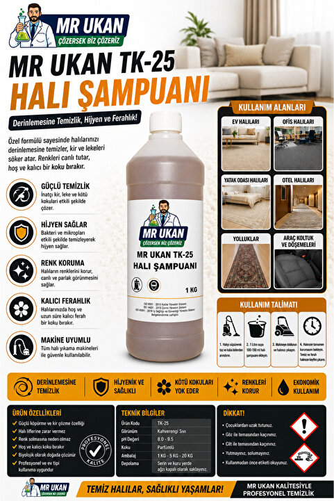 Dr.Ozz TK-25 Halı Şampuanı Halı Yıkama Sabunu Şampuanı 1Kg