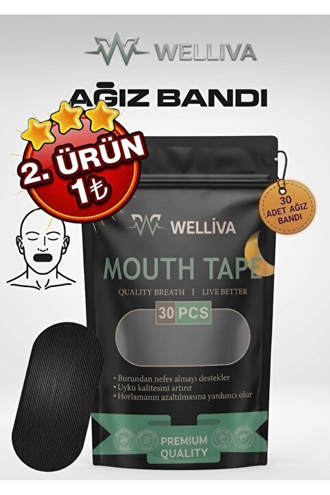 welliva Premium Ağız Bandı 30 Adet – Horlama Karşıtı & Burun Solunumu Destekli Hipoalerjenik Uyku Bandı