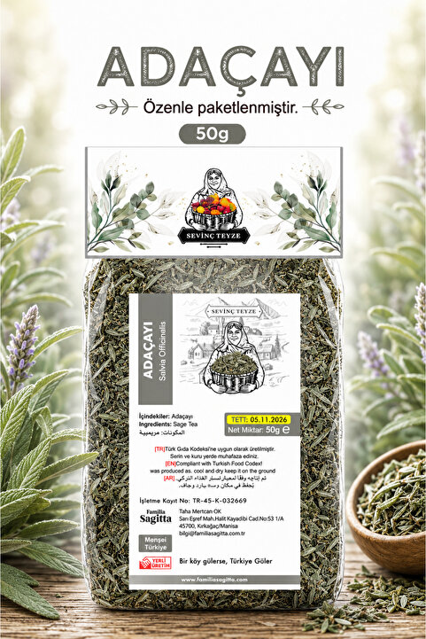 Organik Teyze Sevinç Teyze Ada Çayı, Adaçayı Sage Tea,salvia Officinalis 50g.
