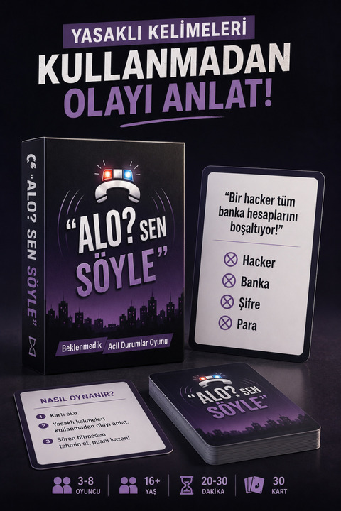 RKO Alo Sen Söyle 112 İhbar Yasaklı Kelime Kart Oyunu – Acil Durum Parti Oyunu | 120 Sorulu Eğlenceli Arkadaş Oyunu | 4+ Kişi | +15 Yaş