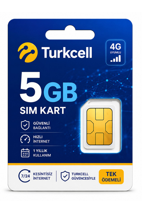 Opticam 4g Turkcell Her Ay 5 gb Sim Kartı 1 Yıllık Tek Ödeme Data m2m Hattı Güvenlik Kamerası Modem Hattı